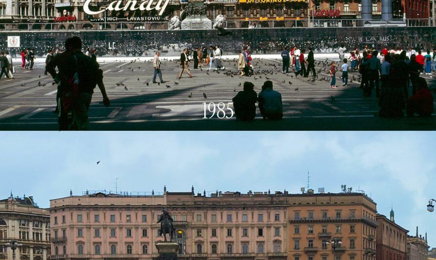 Milan’s historic Piazza del Duomo 1985 vs 2025