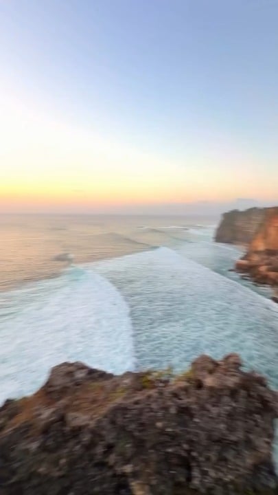 Moving just above the ocean