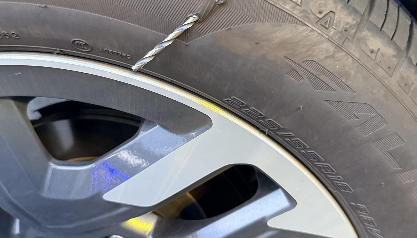 My brother-in-law had a drill bit pierce the exterior of his tire but did not puncture it