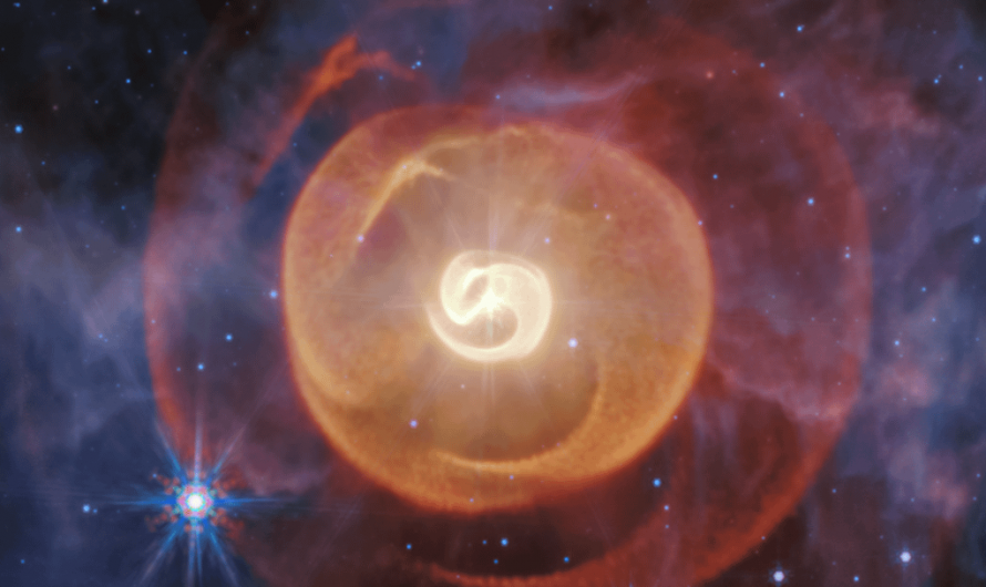 NASA’s James Webb Telescope captured four coiled dust shells around a triple-star system 8,000 light-years away