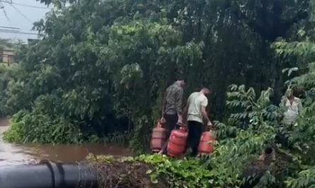 Natural disaster strikes fuel depot in Maharashtra an river located 74km from Mumbai, as surging waters carry off thousands of LPG cylinders from a storage facility