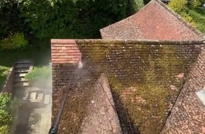 Power washing the roof