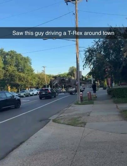Saw this guy driving a T-Rex around town.