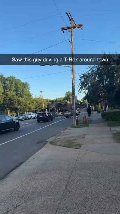Saw this guy driving a T-Rex around town.