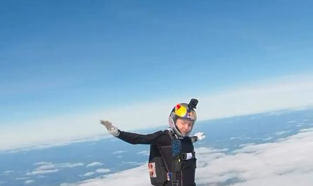 Skydiver appears to walk on clouds
