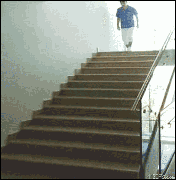 Sliding down the stairs