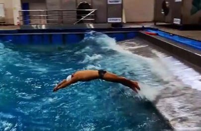 South Korea Coast Guard Academy (KCGA) rescue swimmer training in a wave simulation pool