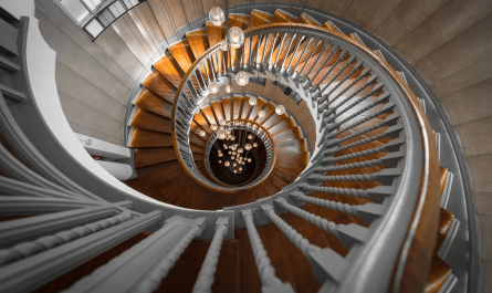 Staircase in Heal's Department Store, Tottenham Court Road, London.