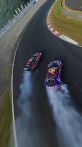 Tandem drift battle in Japan