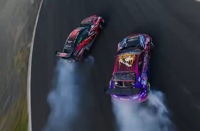 Tandem drift battle in Japan