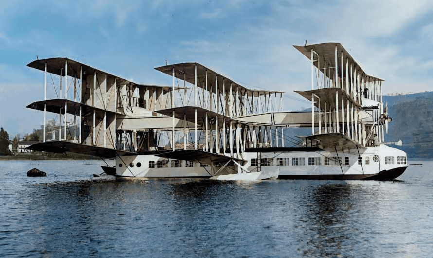 The Caproni Ca.60 Transaereo, often referred to as the Noviplano (nine-wing) or Capronissimo, was the prototype of a large nine-wing flying boat intended to become a 100-passenger transatlantic airliner. It featured eight engines and three sets of triple wings.