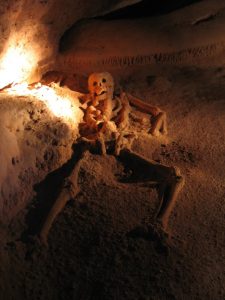 The Crystal Maiden of Actun Tunichil Muknal is a complete skeleton covered in stalactites, found in a ceremonial Maya cave in Belize. Archaeologists believe it belonged to a young man who was a sacrificial victim, and over the years, his remains became entirely coated in a crystal-like layer.