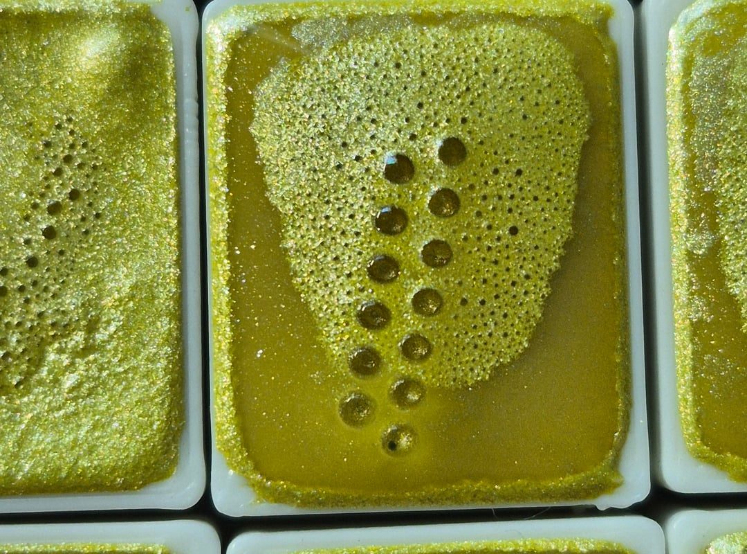 The bubble pattern in my drying watercolor paints
