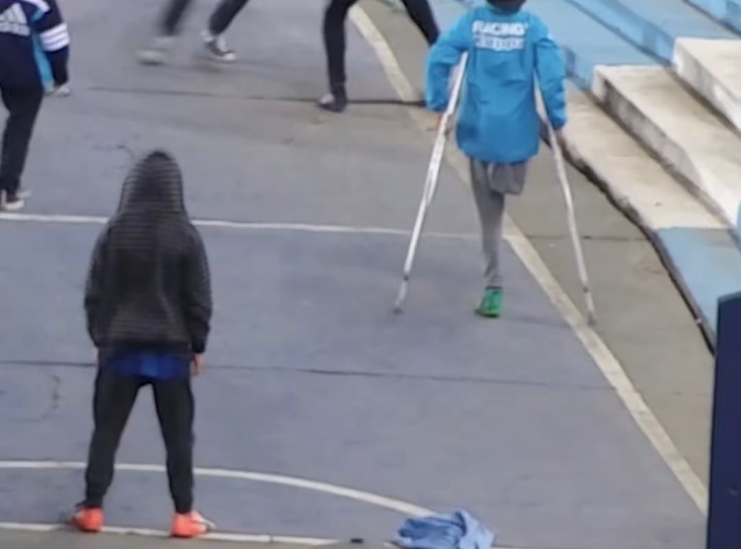 The cleanest feint you'll see on crutches!
