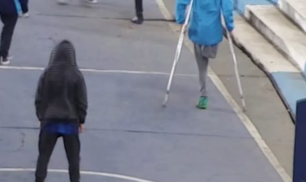 The cleanest feint you'll see on crutches!