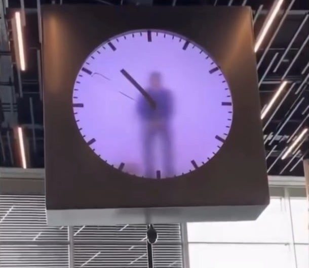 This Man entered Amsterdam airport In 2016 and technically never stopped working till now. The man is a recording. Dutch designer Maarten Baas filmed a performer for 12 full hours behind a translucent screen, erasing and repainting the minute hand with a roller every minute.