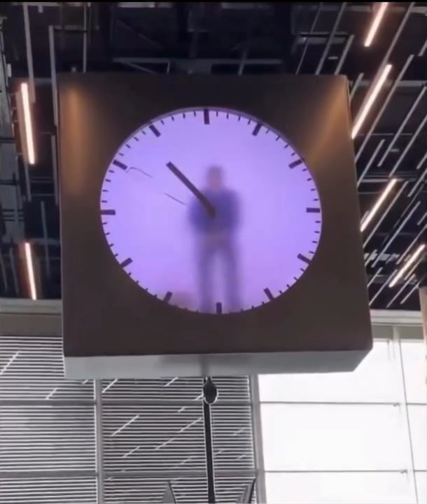 This Man entered Amsterdam airport In 2016 and technically never stopped working till now. The man is a recording. Dutch designer Maarten Baas filmed a performer for 12 full hours behind a translucent screen, erasing and repainting the minute hand with a roller every minute.