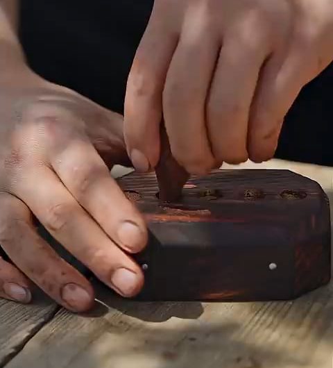 This man meticulously makes use of bamboo strands