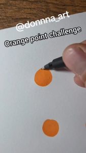 Transforming painted orange dots into simple illustrations