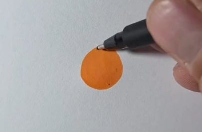 Transforming painted orange dots into simple illustrations