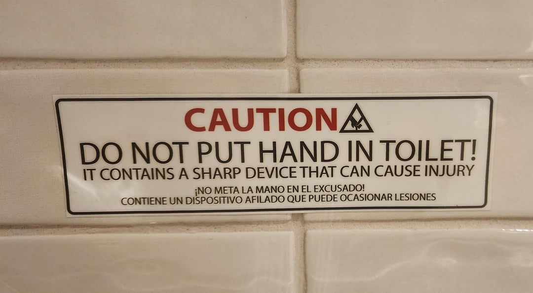 Warning! Don't stick hand in toilet (if u were thinking to do that) public toliet in hospital