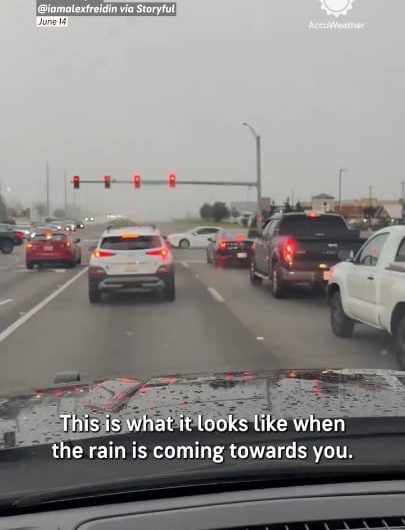 Watching a downpour advance from 500 feet away until it hits