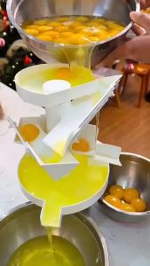 Watching egg yolks and whites part ways so perfectly.