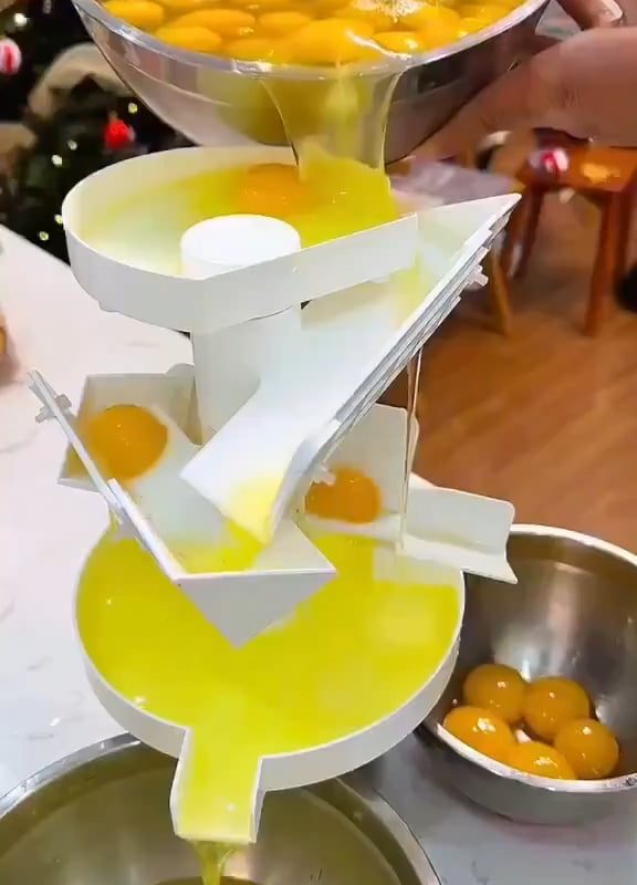 Watching egg yolks and whites part ways so perfectly.