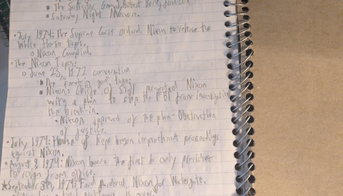Year History Notes finished at the end of the book