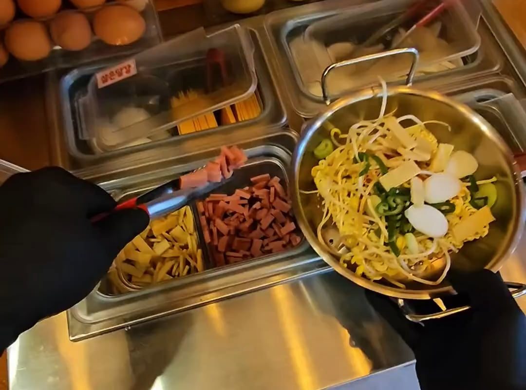 making your own ramen in a South Korean ramen shop