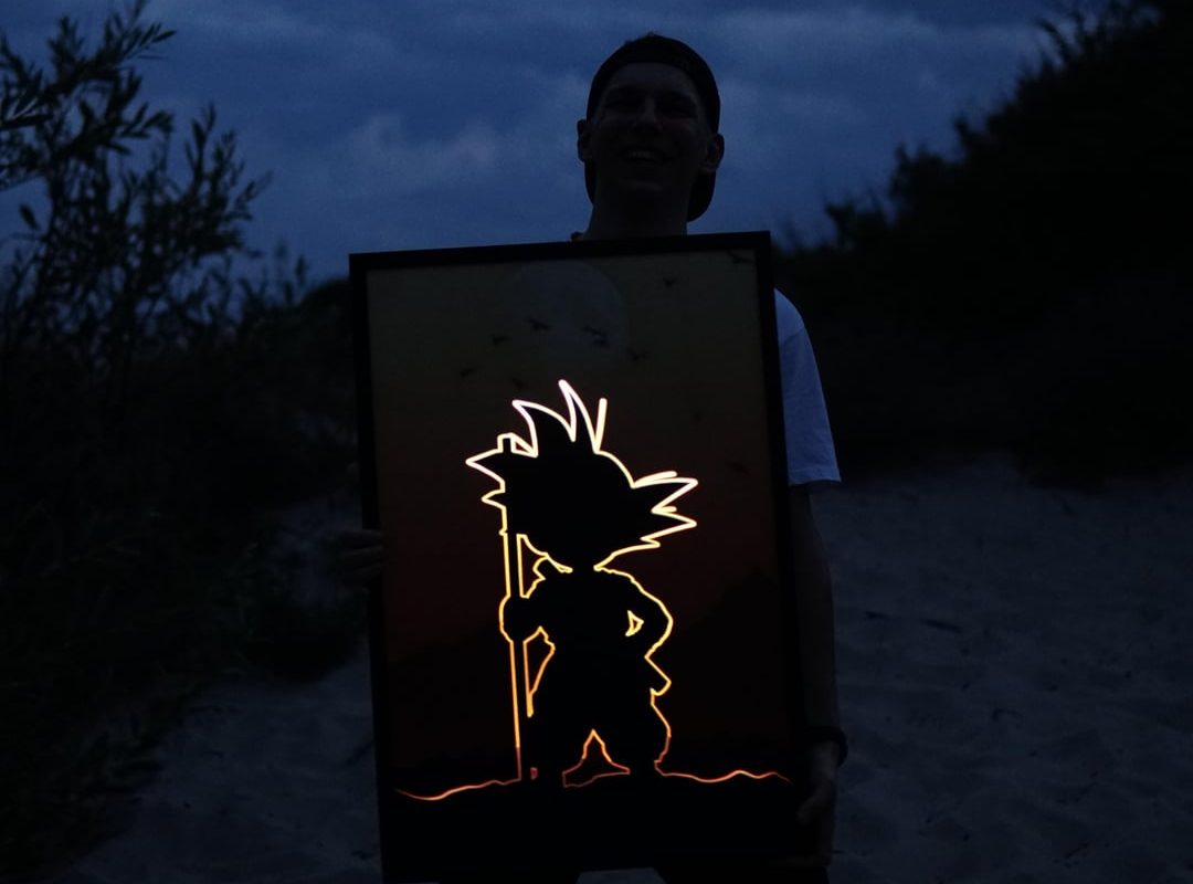 my handmade Goku LED light painting. Sorry for the goofy face