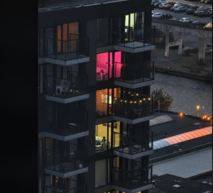 the colour gradient of these 3 apartments
