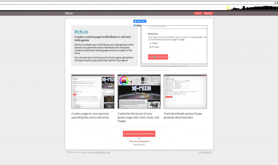 this is what itch.io looks like on 5/1/2013