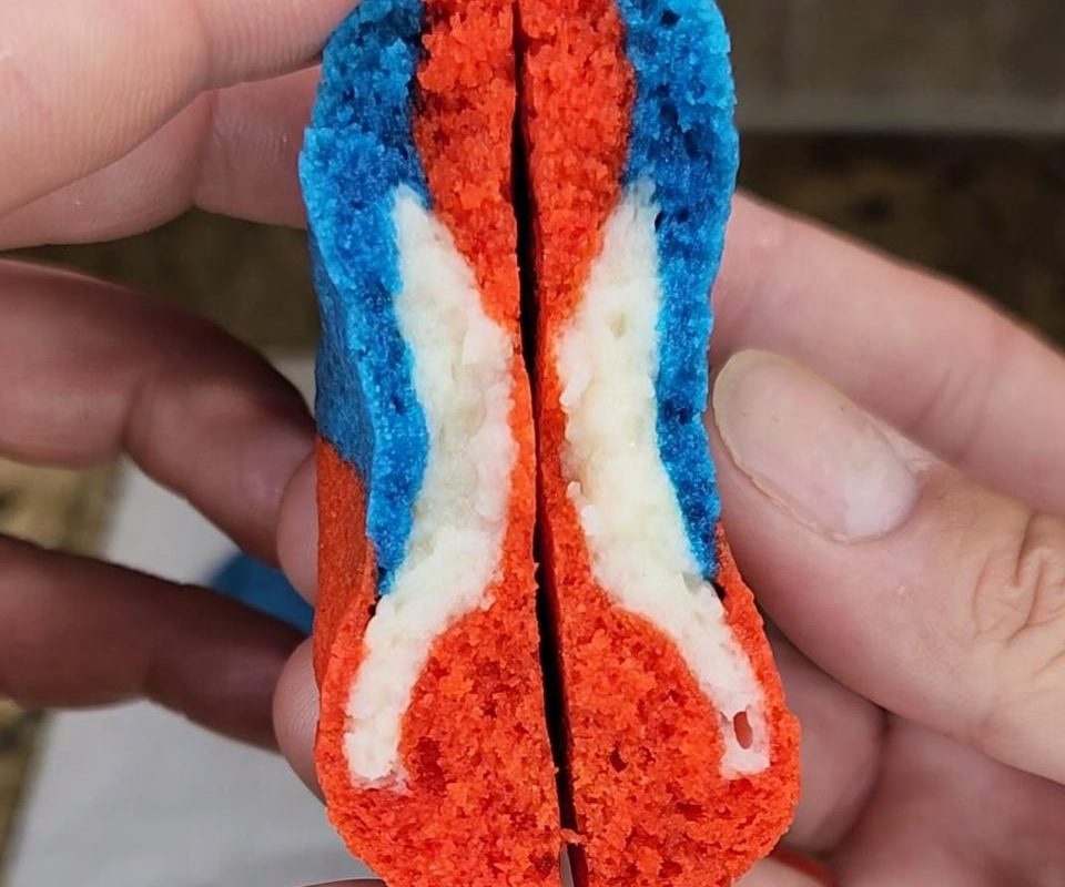 I made a cookie inspired by a childhood favorite- Bomb Pop popsicles