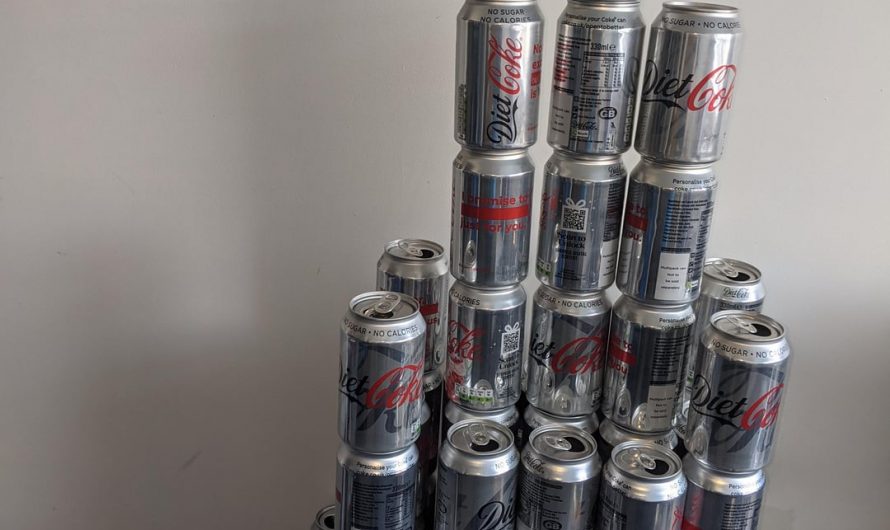Made a coke can tower. It took me around 2 months from mid December to today. They are all empty.