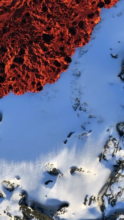Magma Accumulation over heavy snowfall at Sundhnúkagígar in Iceland