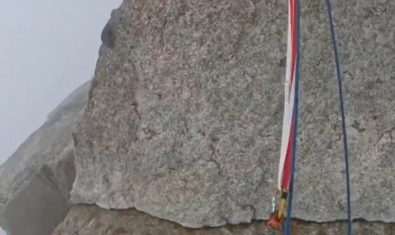 The Russian climber recorded the crackling sound formed in the air seconds before the lightning struck.