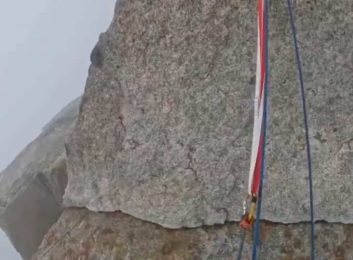 The Russian climber recorded the crackling sound formed in the air seconds before the lightning struck.
