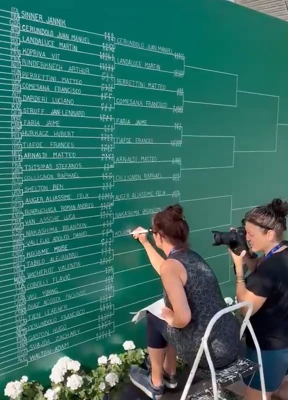 The handwriting skills of the woman updating the Roland-Garros draws