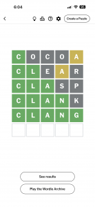 The symmetry of my solution to Friday’s Wordle