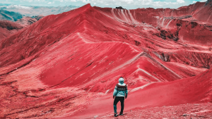 Valle Rojo in Peru, a set of mountains near Cusco that are red in color because of high iron content.